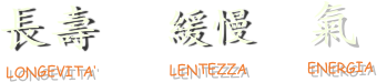     長壽     緩慢       氣
             Longevita‘                 Lentezza              energia